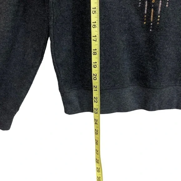 TruSelf Sweatshirt Top Charcoal Gray Sequin Gold Silver Copper Size Large - Picture 7 of 9